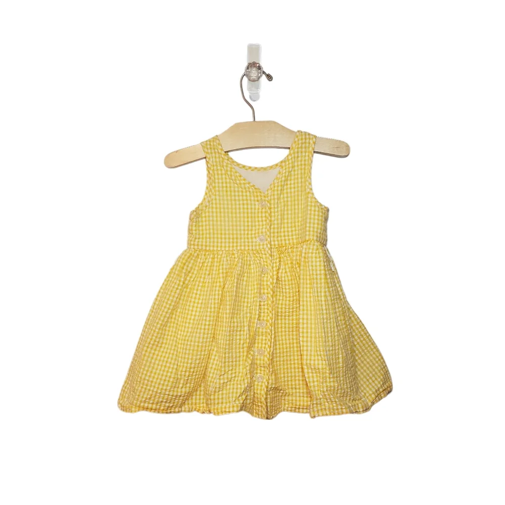 Ralph Lauren 18m Baby Girl Yellow Gingham Checked Sleeveless Button Back Dress